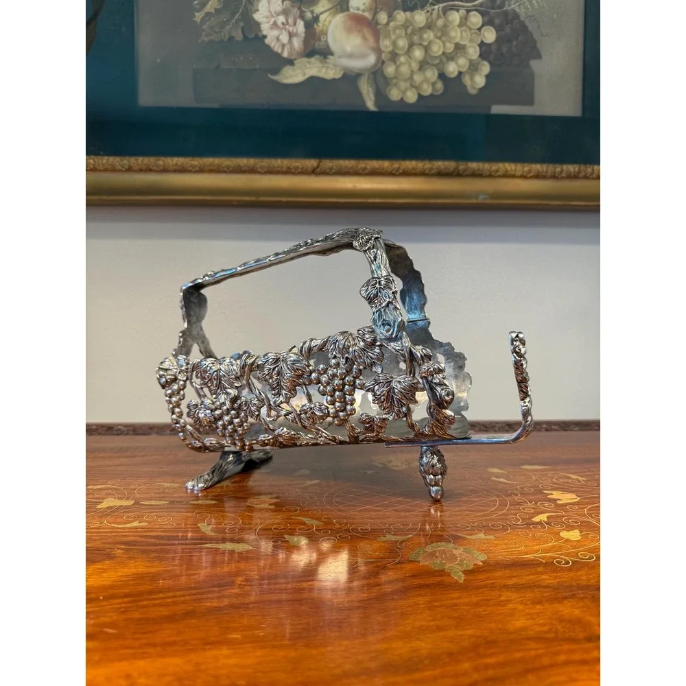 Vintage‎ Silverplate Wine Bottle Holder with Grapevine Design